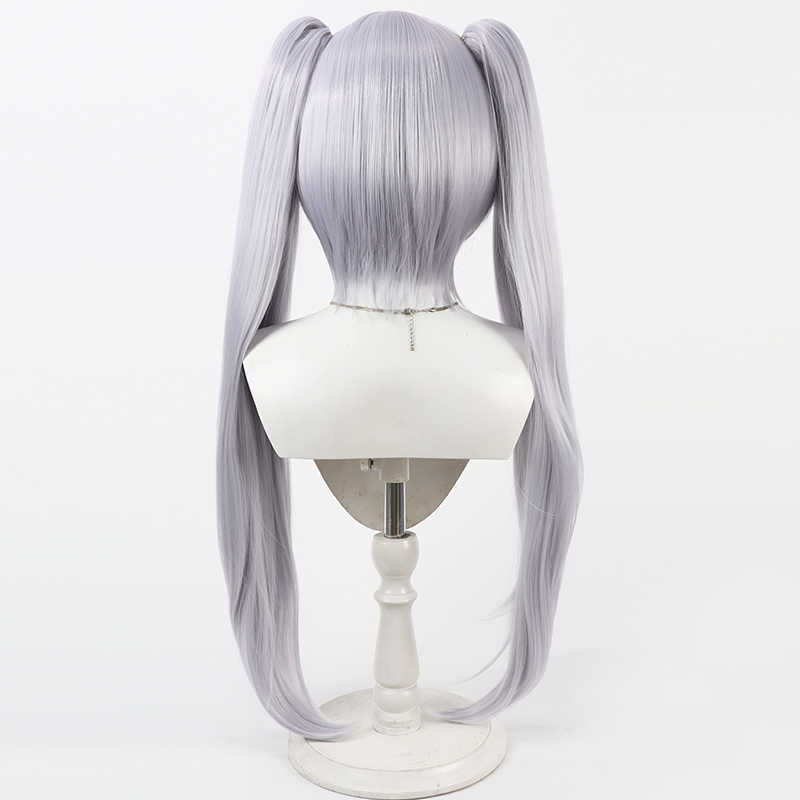 勝利の女神NIKKEシンデレラ100cm シルバーホワイトポニーテールコスプレウィッグ - NOKIJP -
