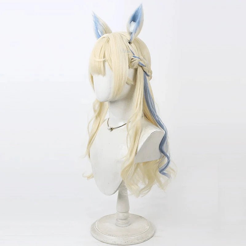 バーチャルユーチューバーフワワ・アビスガード60cmブロンドこんごうブルーコスプレウィッグ - NOKIJP - ウィッグのみ