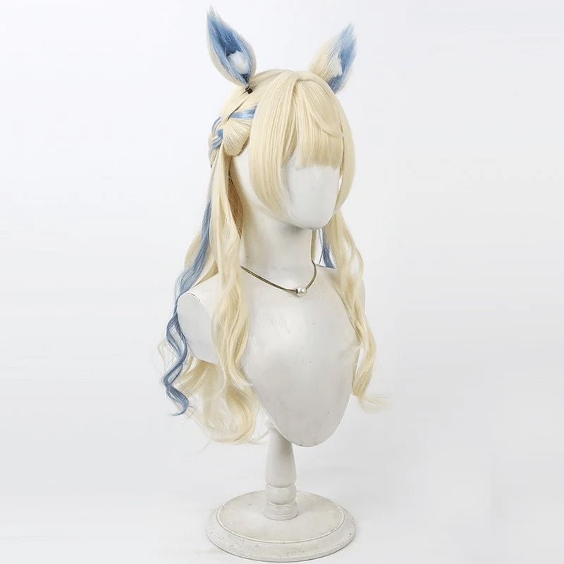 バーチャルユーチューバーフワワ・アビスガード60cmブロンドこんごうブルーコスプレウィッグ - NOKIJP - ウィッグのみ