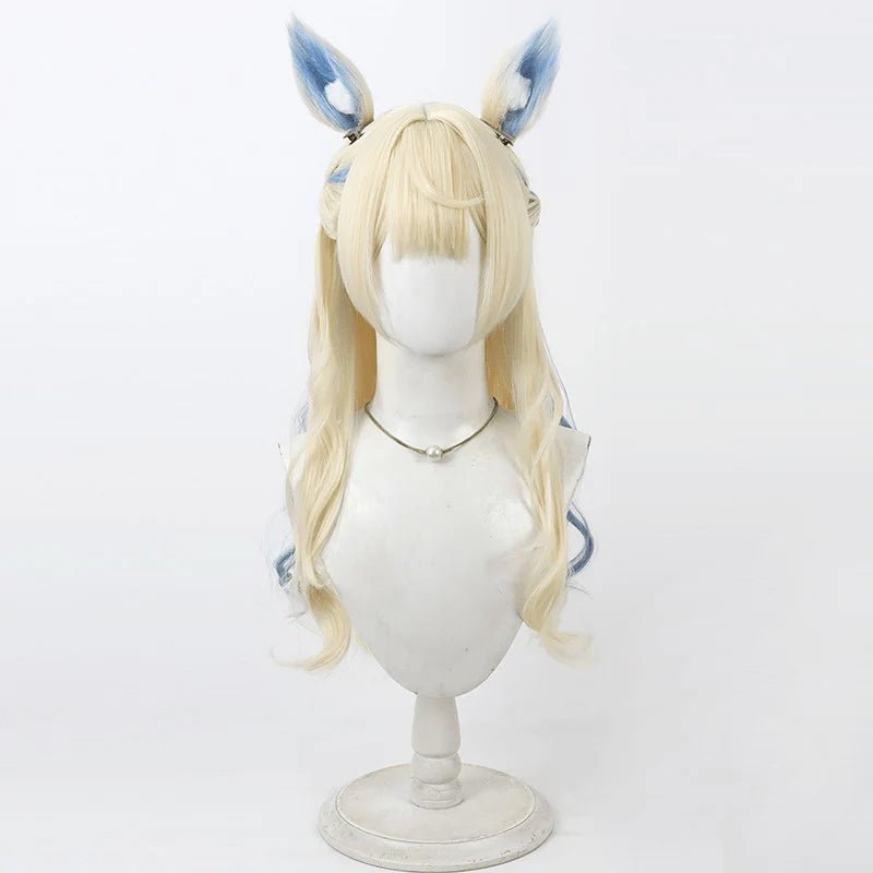 バーチャルユーチューバーフワワ・アビスガード60cmブロンドこんごうブルーコスプレウィッグ - NOKIJP - ウィッグのみ