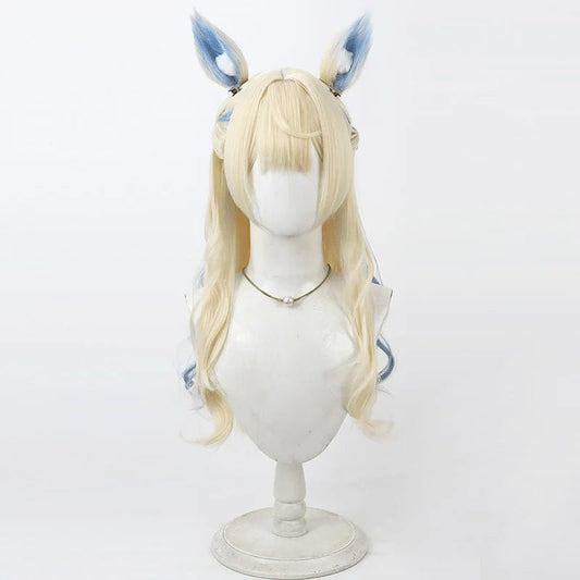 バーチャルユーチューバーフワワ・アビスガード60cmブロンドこんごうブルーコスプレウィッグ - NOKIJP - ウィッグのみ