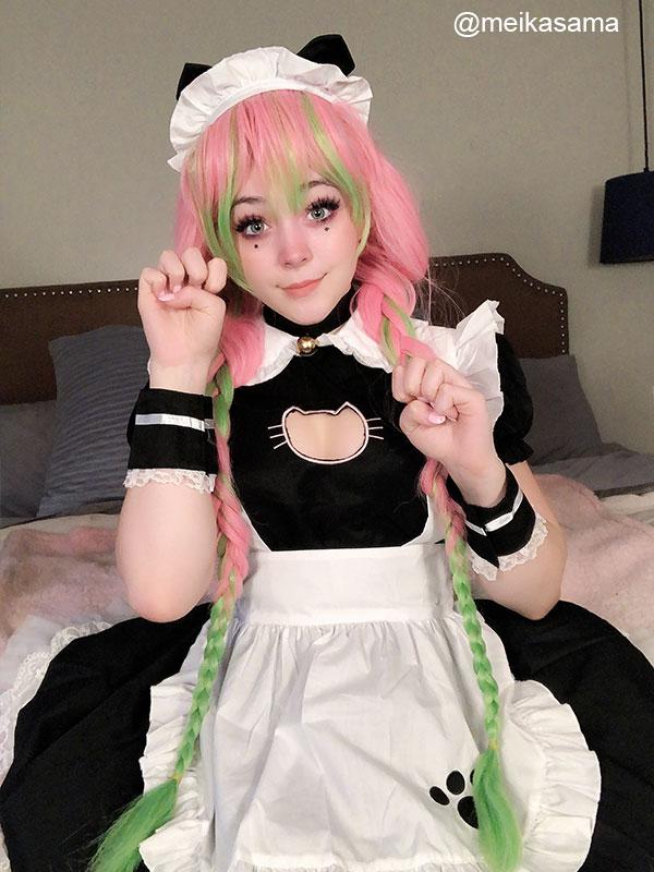 80cmピンクとグリーンの混ざった編み込みコスプレウィッグ - NOKIJP - 