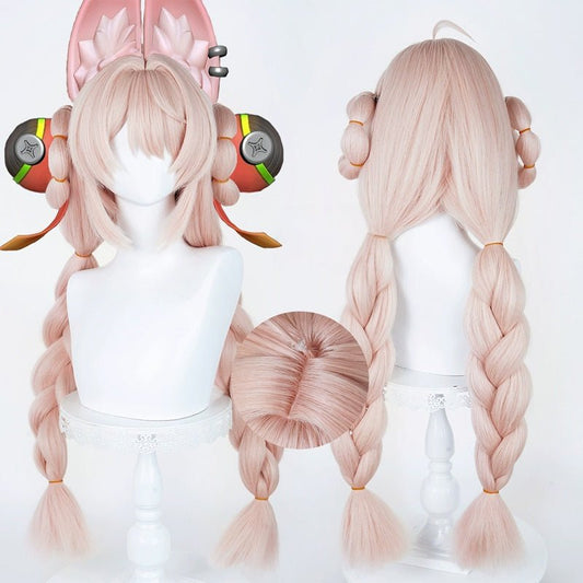 ゼンレスゾーンゼロ 趙 85cm ピンク 編み込み コスプレウィッグ - NOKIJP - 