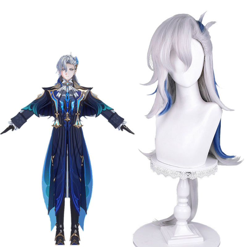 原神 フォンテーヌ ヌヴィレット グレーミックスブルー コスプレウィッグ