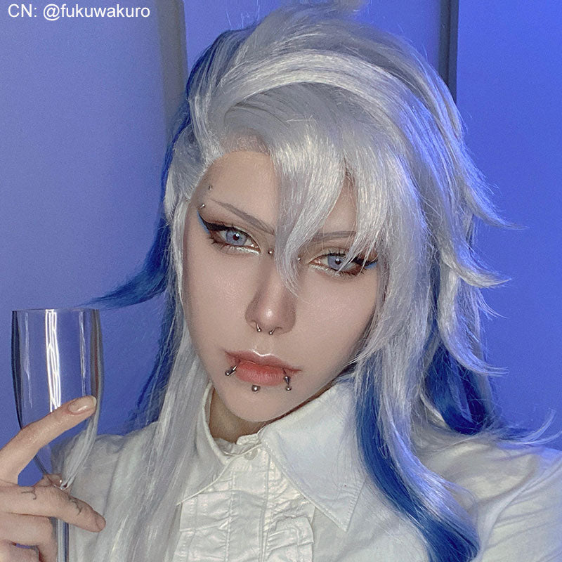 原神 フォンテーヌ ヌヴィレット グレーミックスブルー コスプレウィッグ