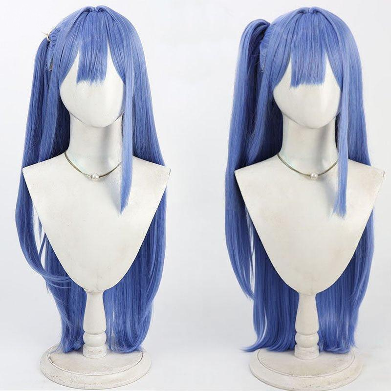 ブルー サイドポニーテールウィッグ 80cm 耐熱 クリップ式