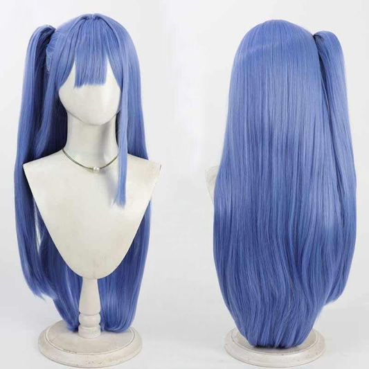 ブルー サイドポニーテールウィッグ 80cm 耐熱 クリップ式