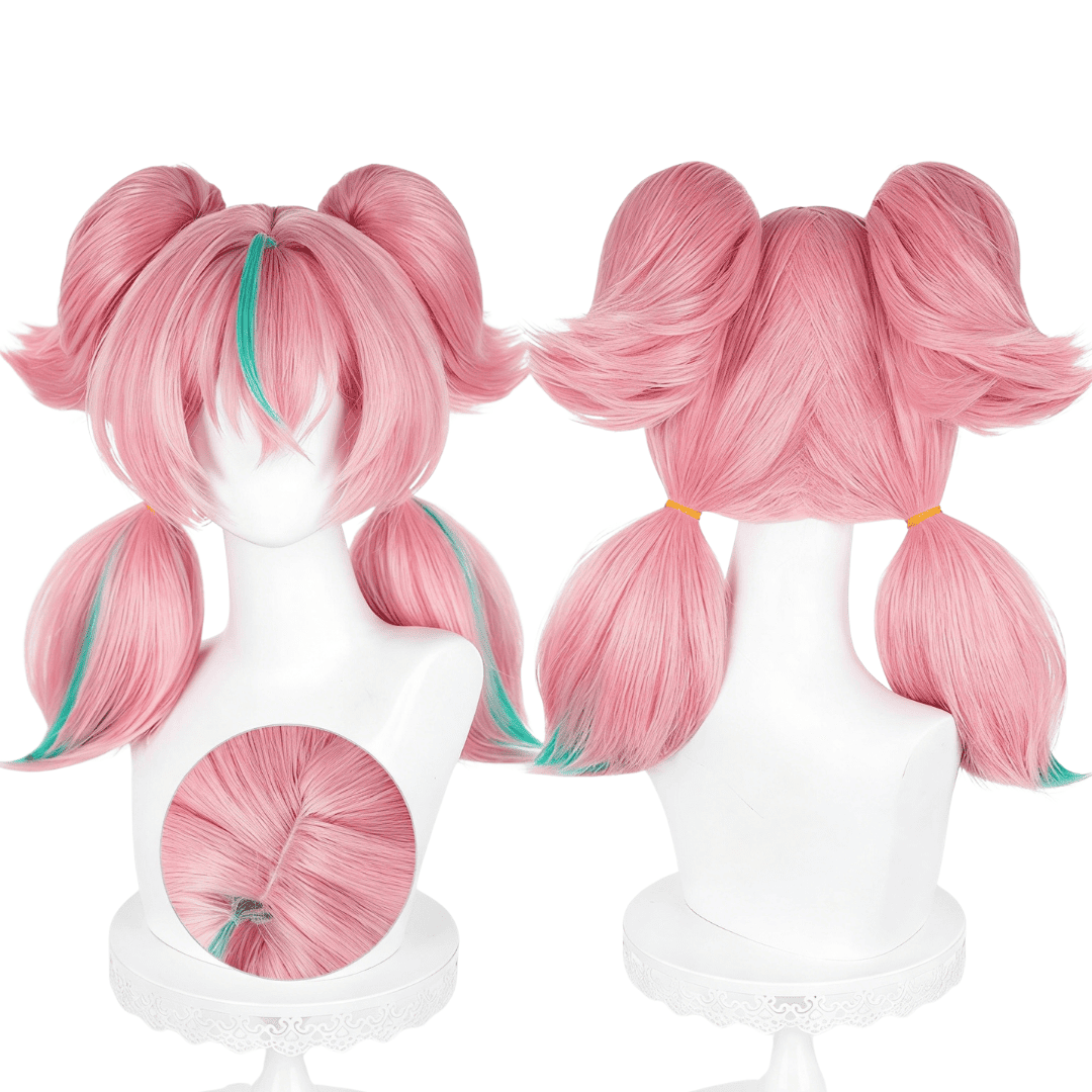 ゼンレスゾーンゼロアリア52cmピンクミックスグリーンコスプレウィッグ