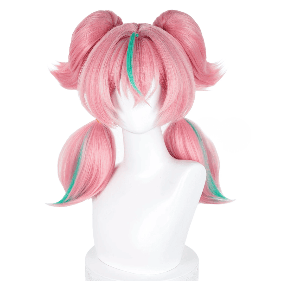 ゼンレスゾーンゼロアリア52cmピンクミックスグリーンコスプレウィッグ