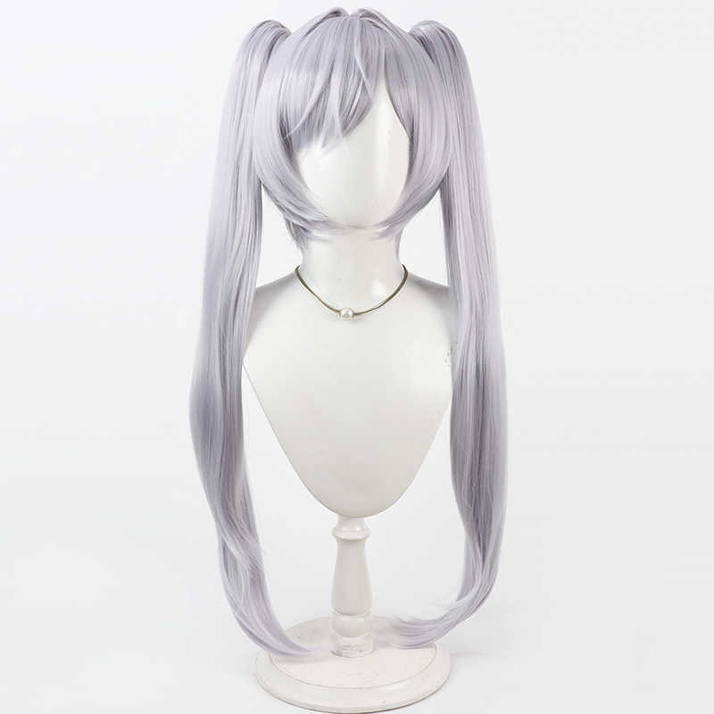 勝利の女神NIKKEシンデレラ100cm シルバーホワイトポニーテールコスプレウィッグ - NOKIJP - 