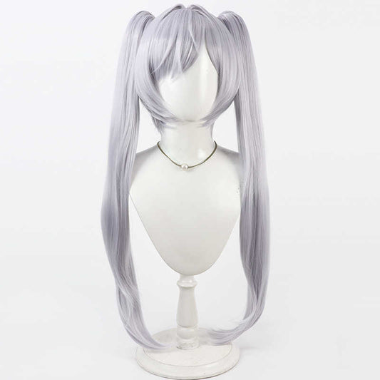 勝利の女神NIKKEシンデレラ100cm シルバーホワイトポニーテールコスプレウィッグ - NOKIJP - 