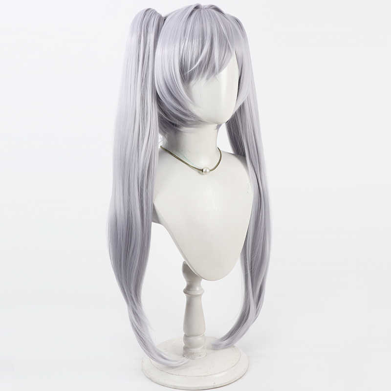 勝利の女神NIKKEシンデレラ100cm シルバーホワイトポニーテールコスプレウィッグ - NOKIJP - 
