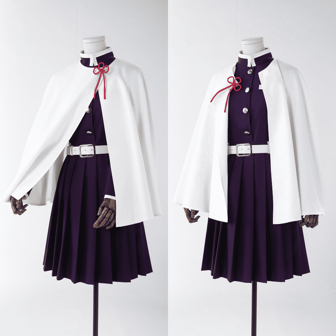 日本のアニメ風戦士コスプレ衣装 黒い制服に白いマントとプリーツスカート - NOKIJP - XS