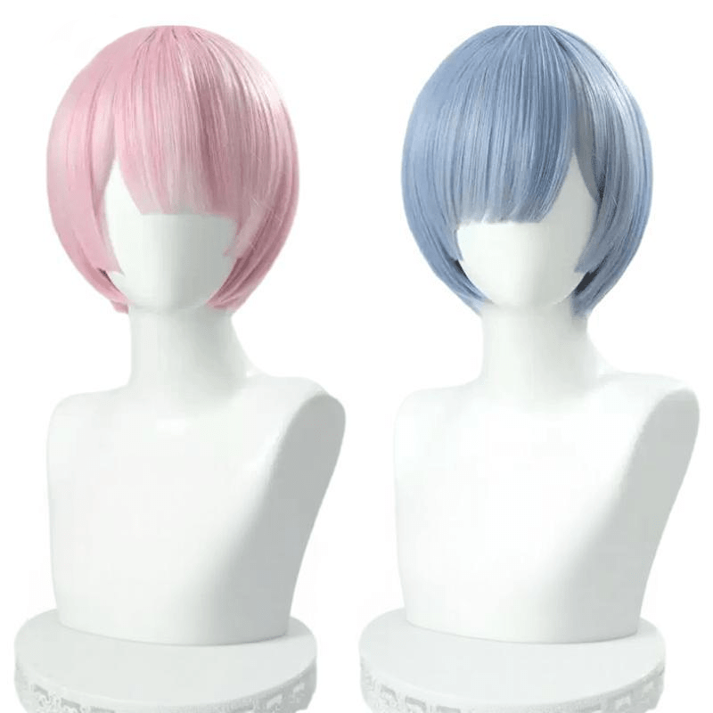 Re：ゼロから始める異世界生活 レムラムブルーピンクコスプレウィッグ - NOKIJP - ピンク